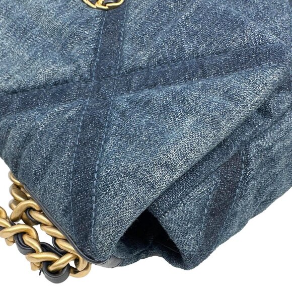 Chanel 19 Flap Medium Denim Shoulder Bag Blue - Picture 5 of 12